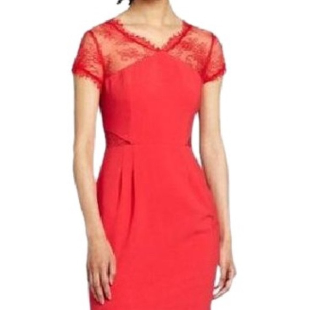 Bcbgmaxazria red lace cocktail dress